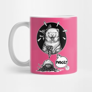 Ferret Ice Cream Cone - Fudge! - White Outlined Version Mug